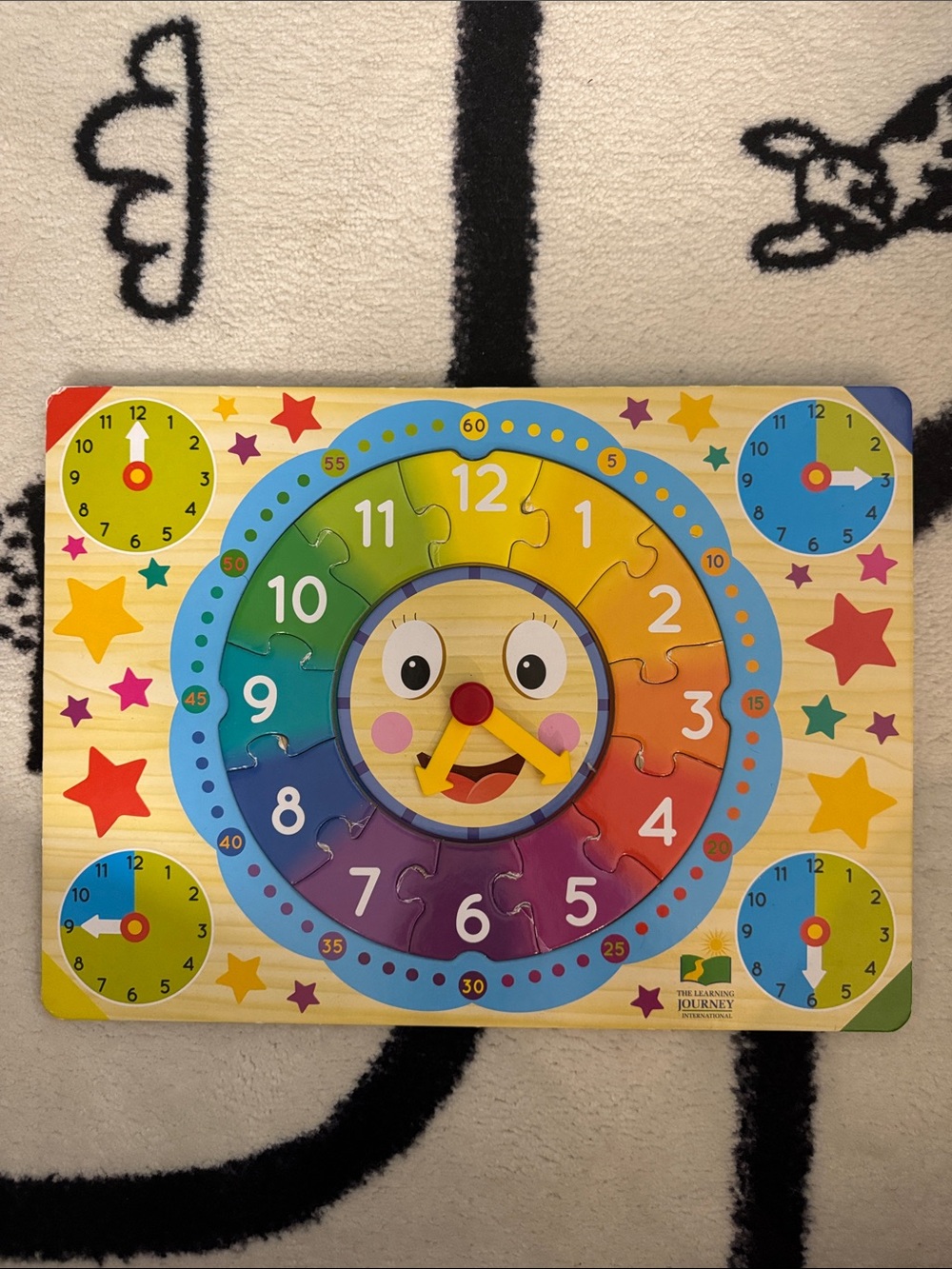 Rainbow Wooden Learning Clock Puzzle